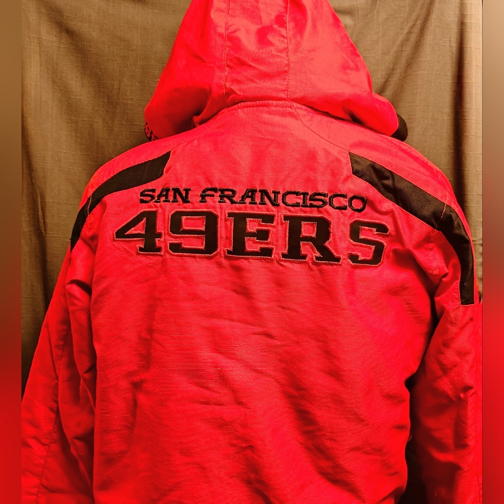 Vintage SF 49ers Youth Hooded Jacket with Back Patch Zip Pockets